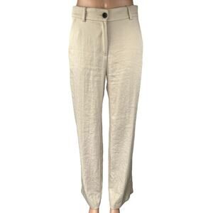 H&M Women's Beige Khaki Chino Loose Fit Straight Trouser Dress Pants Size 4